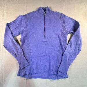 Eddie Bauer Womens 1/4 Zip Pullover Sweater Purple Hiking Women’s Large